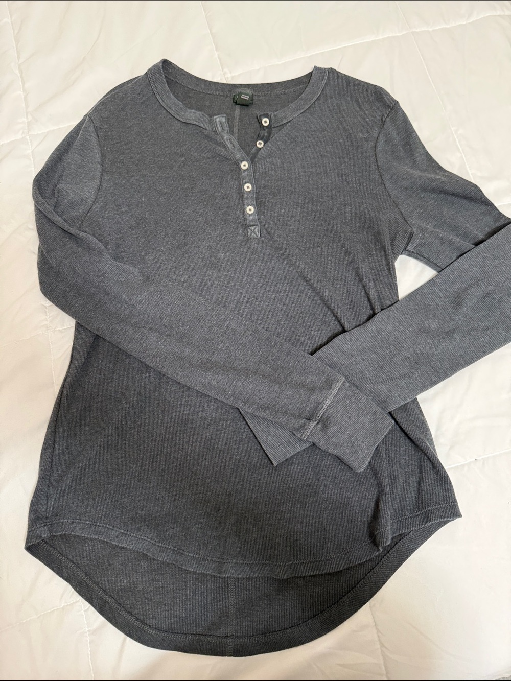 wild fable Charcoal Henley Long-Sleeve Waffle Top